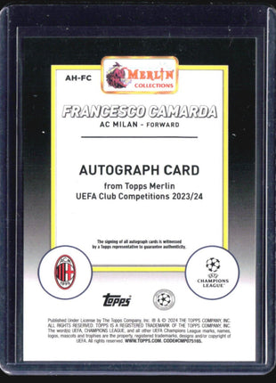 2023-24 Topps Merlin Auto #AH-FC Francesco Camarda Rc Gold Refractor /50