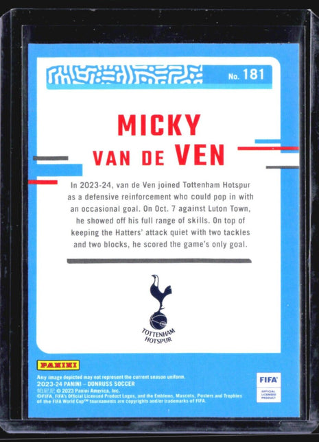 2023-24 Panini Donruss FIFA - Rated Rookie #181 Micky van de Ven (RC) Silver Ice