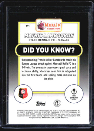 2023-24 Topps Merlin Mathis Lamnourde Aqua Rc #111