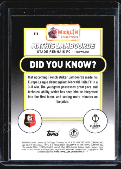 2023-24 Topps Merlin Mathis Lamnourde Aqua Rc #111