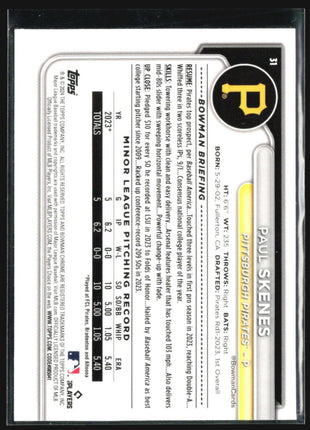 2024 Bowman Chrome Rc Paul Skenes #31