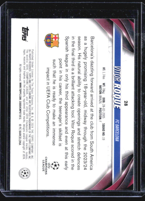 2023-24 Topps Chrome UEFA Club Competitions - #28 Vitor Roque (RC) Aqua