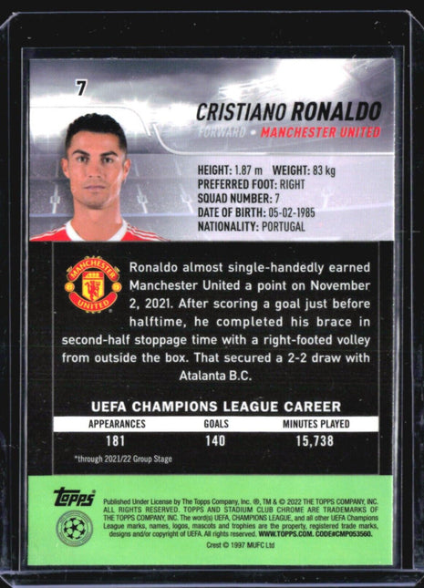 2021-22 Topps Stadium Club Chrome UCL - #7 Cristiano Ronaldo