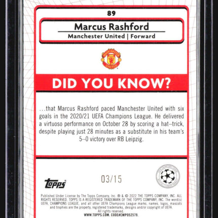 2021-22 Merlin Chrome Marcus Rashford Purple Refractor /15