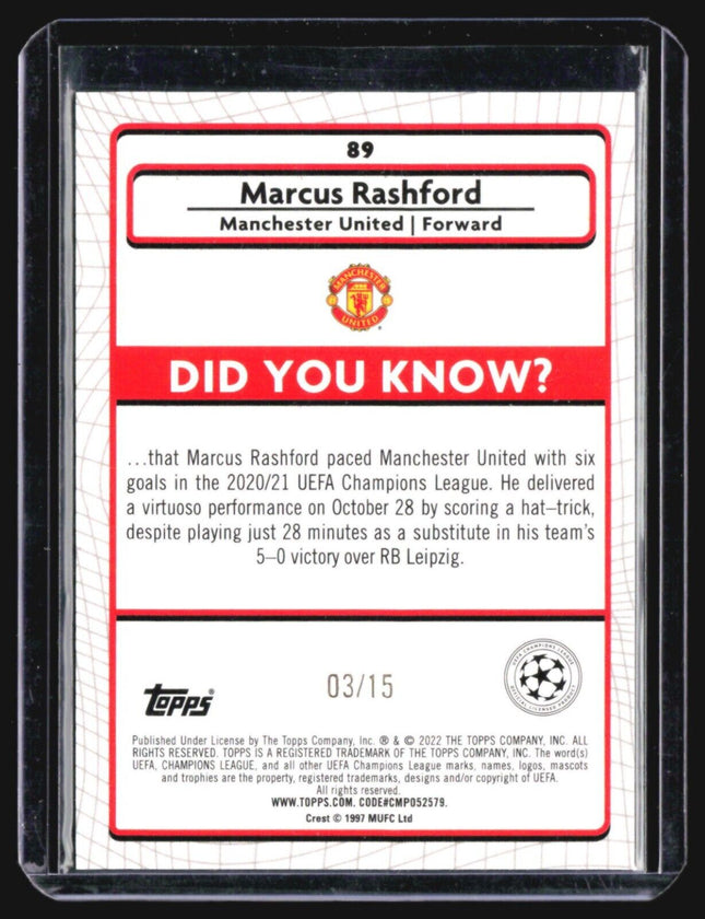 2021-22 Merlin Chrome Marcus Rashford Purple Refractor /15