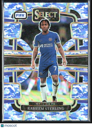 2023-24 Panini Select FIFA - Blue Camo Prizm #7 Raheem Sterling /99