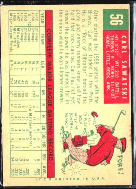 1959 Topps - #56 Carl Sawatski