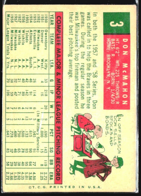 1959 Topps - #3 Don McMahon