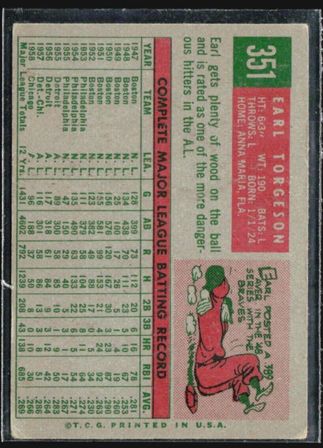 1959 Topps - #351 Earl Torgeson