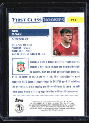 2023-24 Topps Finest UEFA - First Class Rookies #FR-5 Ben Doak (RC)