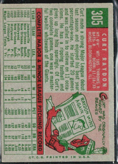 1959 Topps - #305 Curt Raydon (RC)