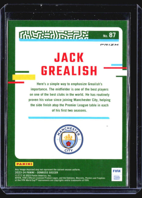 2023-24 Panini Donruss FIFA - Optic #87 Jack Grealish Silver Velocity