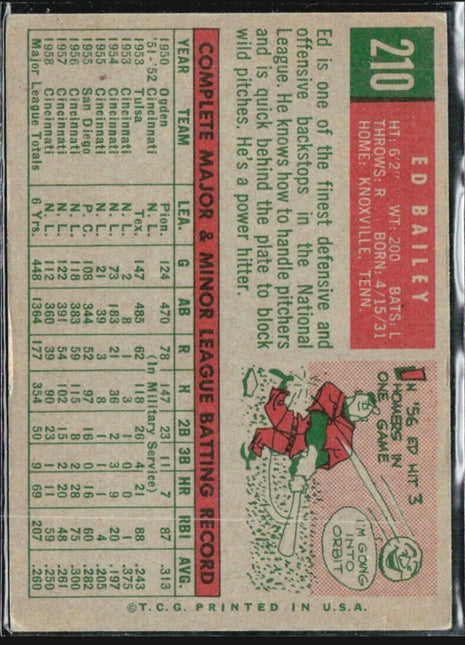 1959 Topps - White Back #210 Ed Bailey