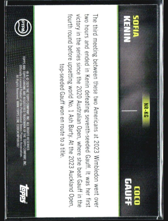 2024 Topps Graphite Notable Rivalries Sofia Kenin Coco Gauff Green Refractor /75