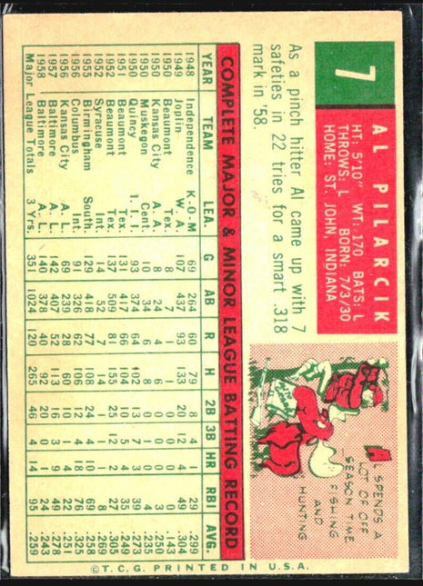 1959 Topps - #7 Al Pilarcik