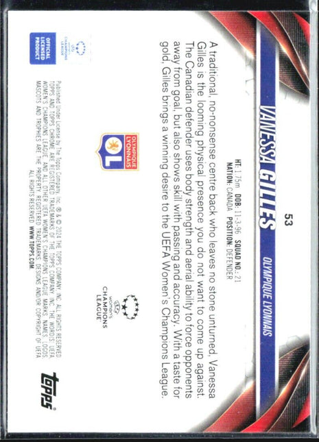 2023-24 Topps Chrome Vanessa Gilles Black Refractor /10 #53
