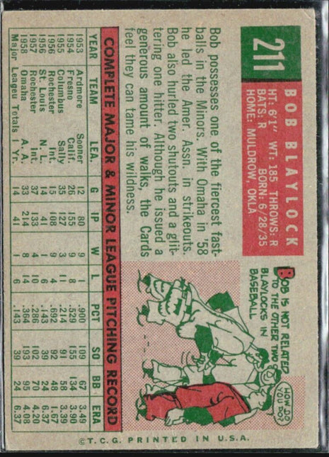 1959 Topps - white back #211 Bob Blaylock (RC)