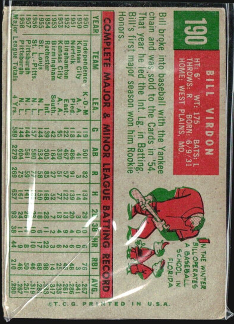 1959 Topps - #190 Bill Virdon