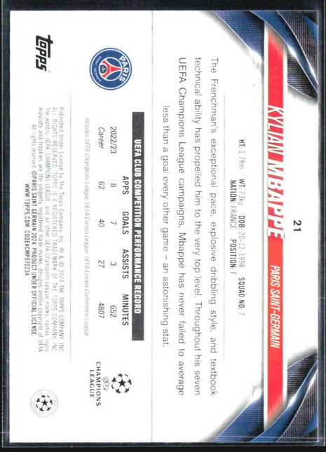 2023-24 Topps UEFA Club Competitions - #21 Kylian Mbappe Fire Foil