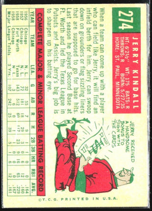 1959 Topps - grey back #274 Jerry Kindall