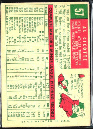 1959 Topps - #57 Al Cicotte