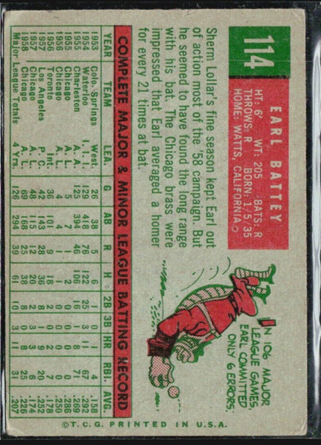 1959 Topps - #114 Earl Battey