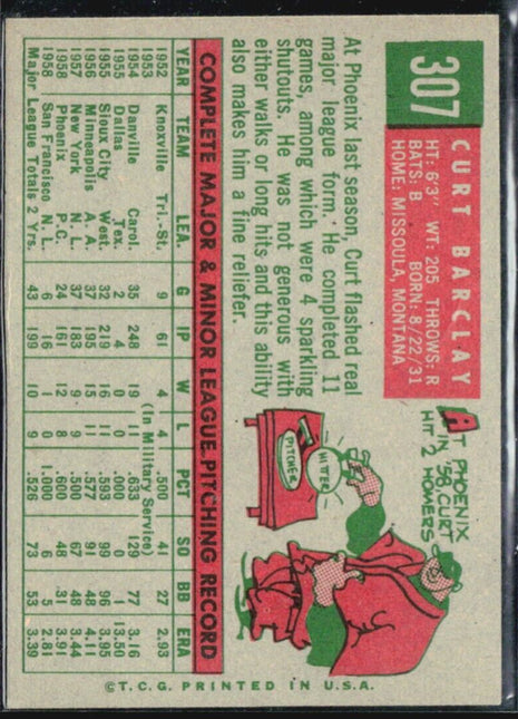1959 Topps - #307 Curt Barclay