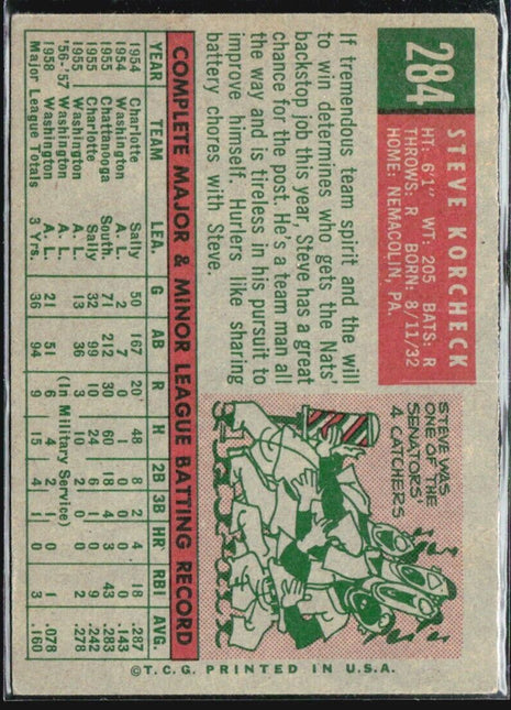 1959 Topps - Grey Back #284 Steve Korcheck