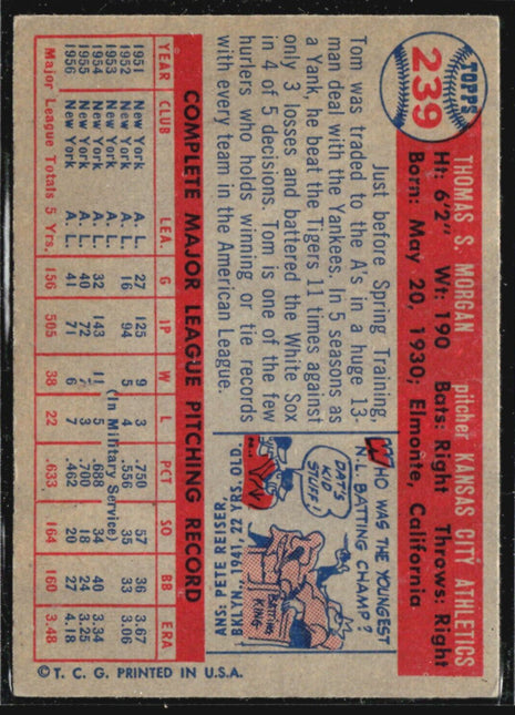 1957 Topps - #239 Tom Morgan