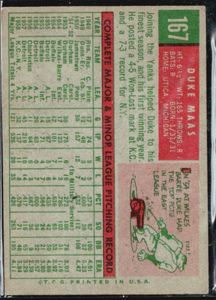 1959 Topps - #167 Duke Maas
