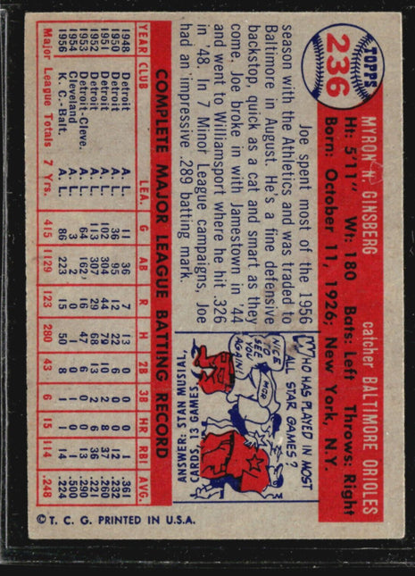 1957 Topps - #236 Joe Ginsberg