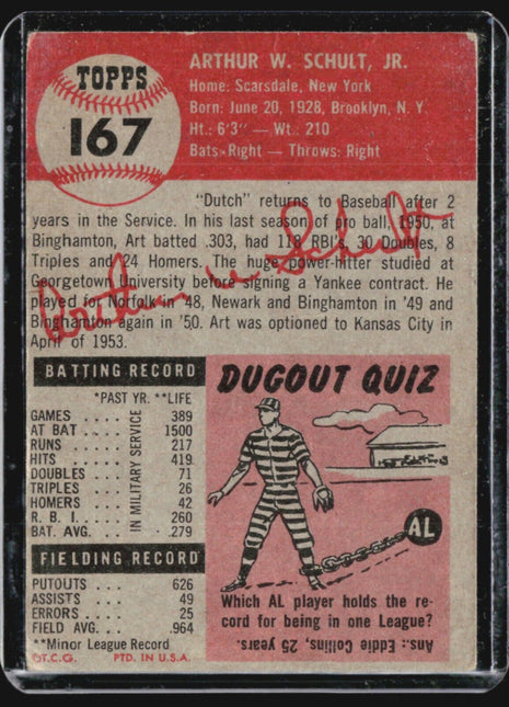 1953 Topps - #167 Art Schult (RC)