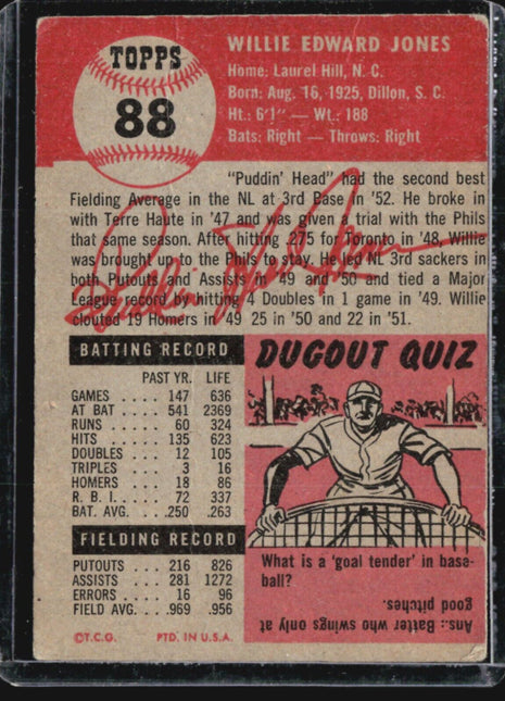 1953 Topps - #88 Willie Jones