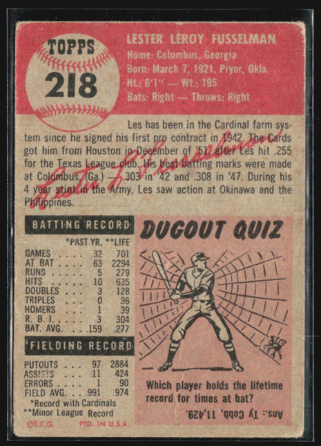 1953 Topps - #218 Les Fusselman