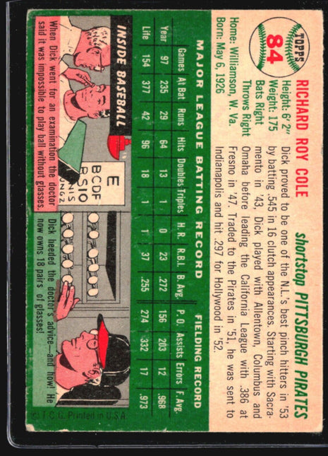 1954 Topps - #84 Dick Cole (RC)