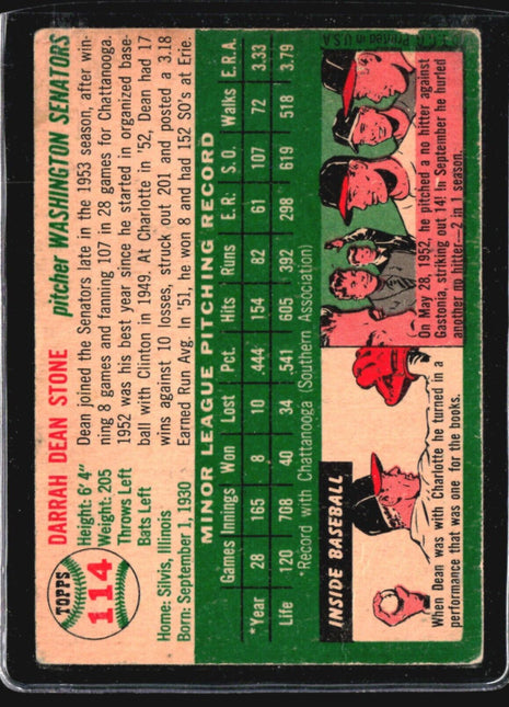 1954 Topps - #114 Dean Stone (RC)
