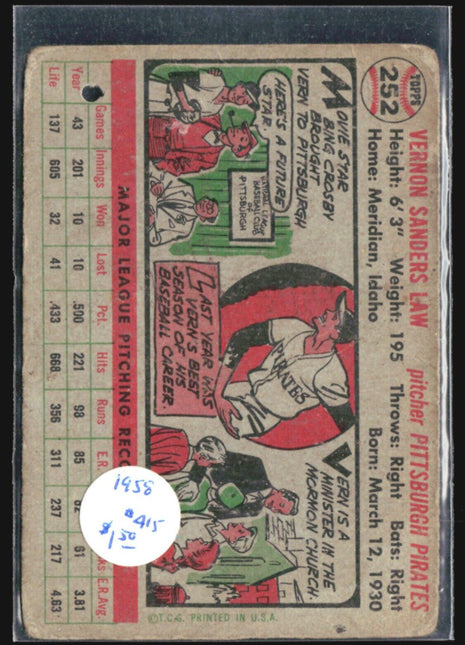 1956 Topps - #252 Vern Law