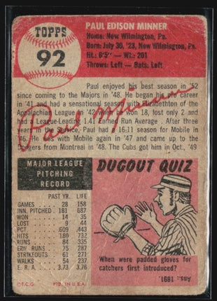 1953 Topps - #92 Paul Minner