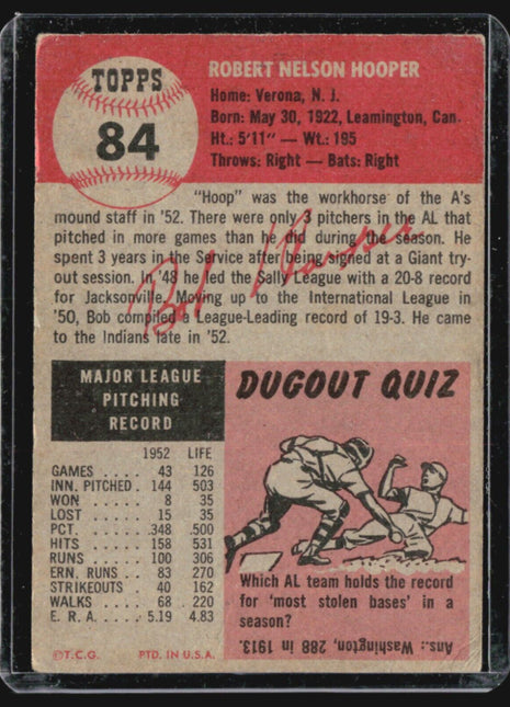 1953 Topps - #84 Bob Hooper