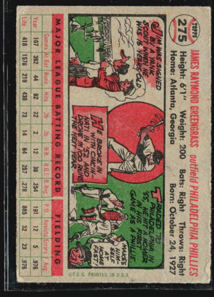 1956 Topps - #275 Jim Greengrass