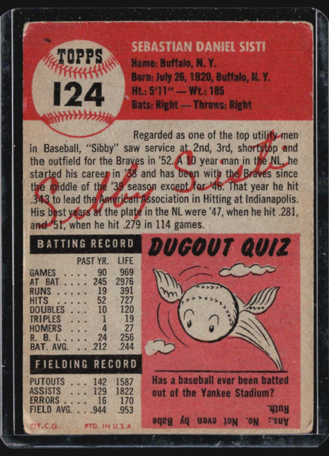 1953 Topps -  #124 Sibby Sisti