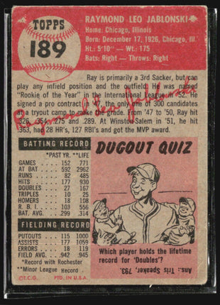 1953 Topps - #189 Ray Jablonski (RC)