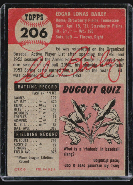 1953 Topps - #206 Ed Bailey (RC)