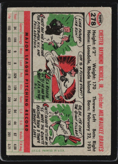 1956 Topps - #278 Chet Nichols