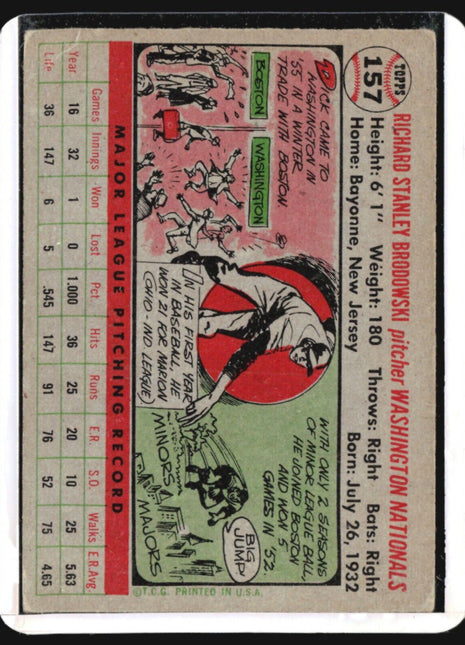 1956 Topps - Gray Back #157 Dick Brodowski