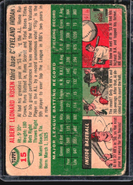 1954 Topps - White Back #15 Al Rosen