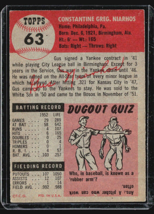 1953 Topps - #63 Gus Niarhos