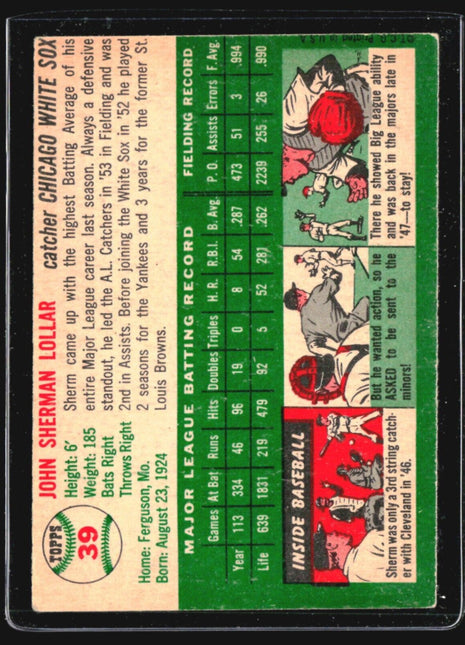 1954 Topps - White Back #39 Sherm Lollar