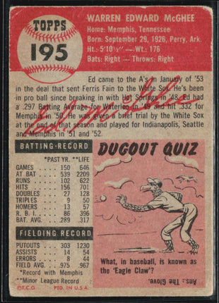 1953 Topps - #195 Ed McGhee (RC)