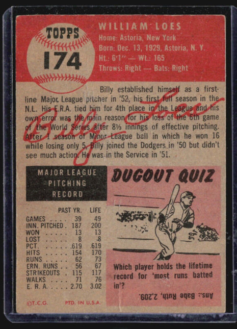 1953 Topps - #174 Billy Loes